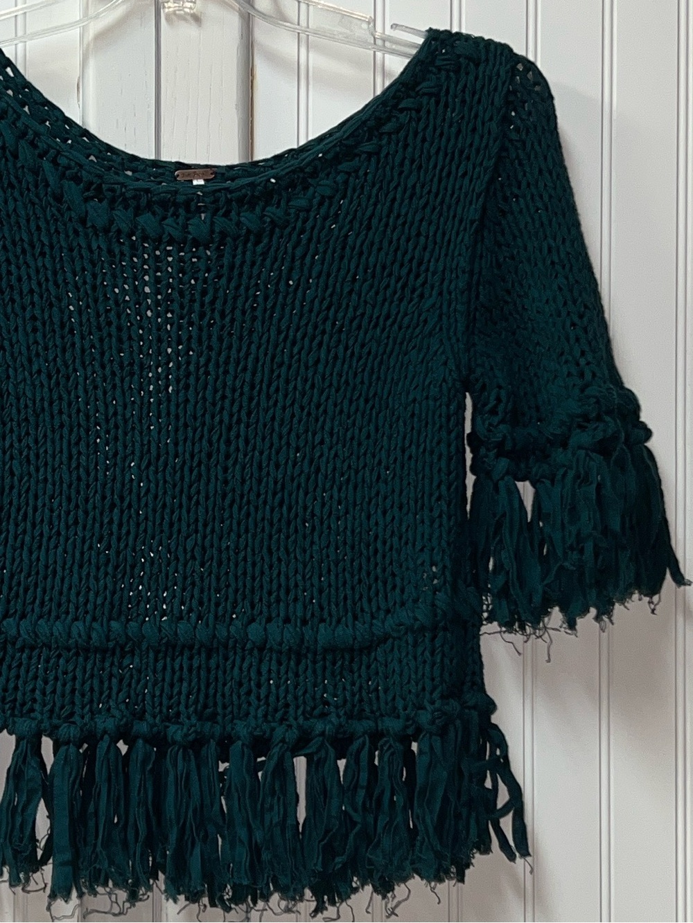 Free People Heavy Knit Fringe Sweater S